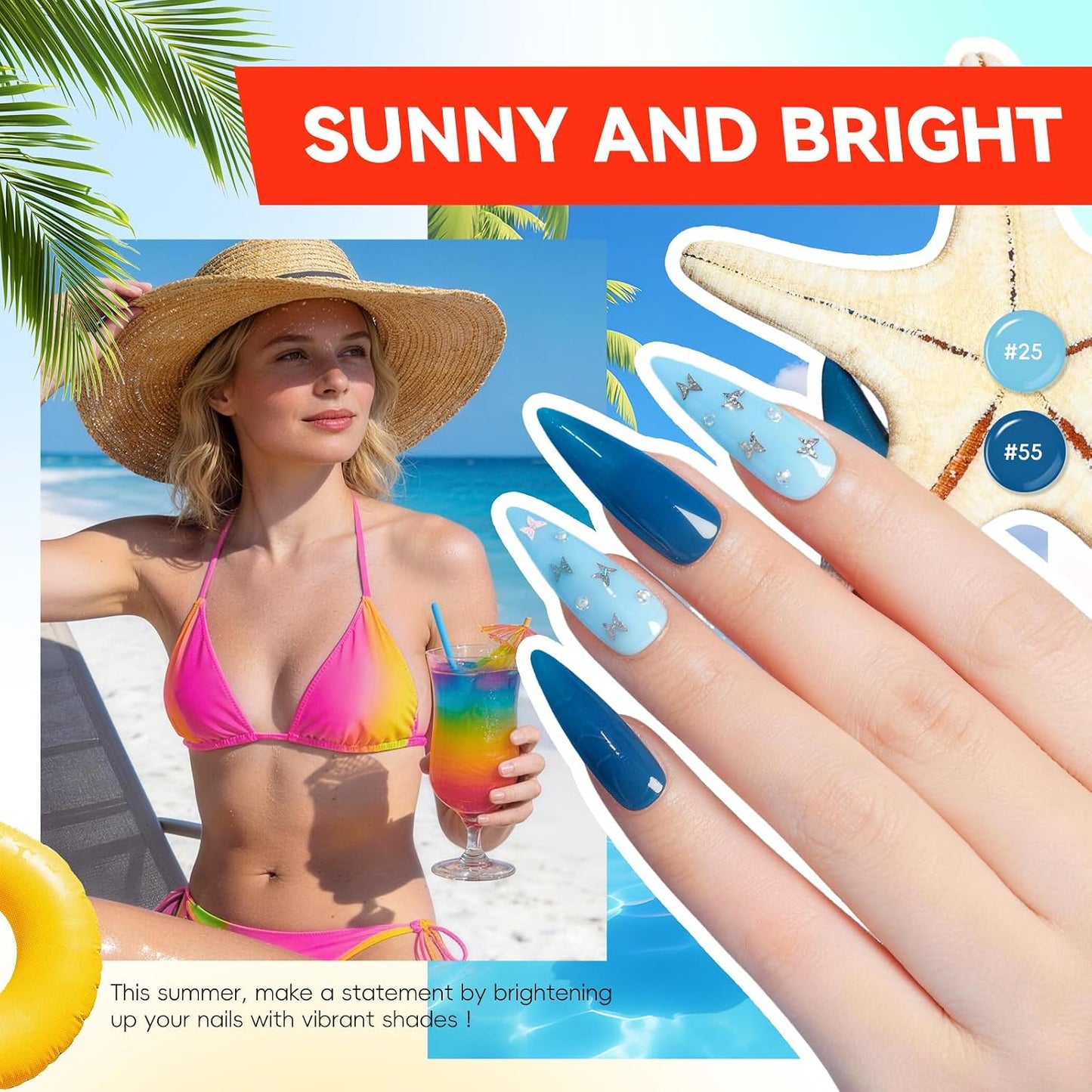 66Pcs Gel Nail Kit with U V Light and Drill, 35 Colors Summer Gel Polish Set 5Pcs Top Base Coat Nail Art Starter Complete French Gel Manicure Kit Gifts for Women Girls