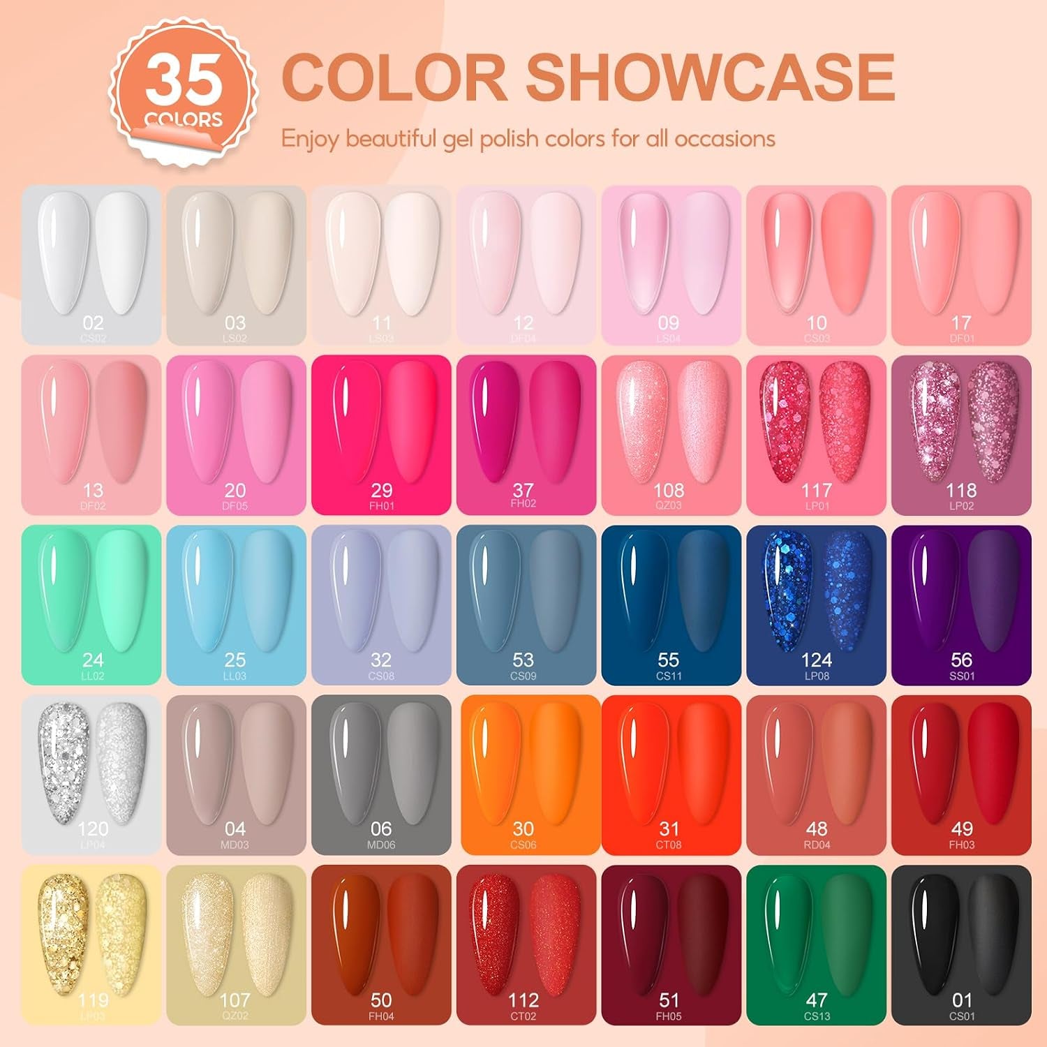 66Pcs Gel Nail Kit with U V Light and Drill, 35 Colors Summer Gel Polish Set 5Pcs Top Base Coat Nail Art Starter Complete French Gel Manicure Kit Gifts for Women Girls